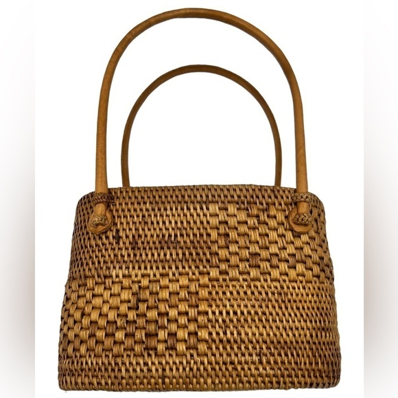 NWOT BALI BOHO Handmade Wick Mini Tote Bag Blue - Picture 6 of 9